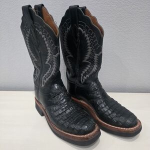 Lucchese Men's Black Western Crocodile Leather Boots